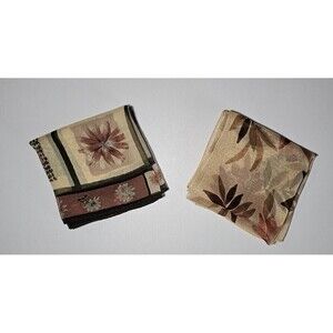 Vintage Lot Of 2 Earh Tone Square Scarves Aprox. 21 x 21 In